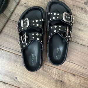 Black Studded Slide Sandals